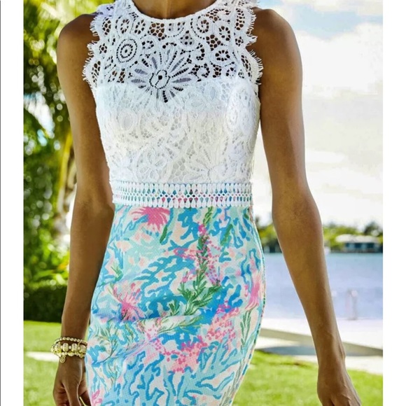 Lilly Pulitzer NWT Sharice Stretch Shift Dress Coral Bay Size 1️⃣6️⃣ Dresses